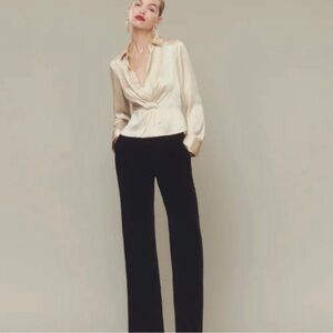 Reformation Rennes Silk Blouse Top in Cream